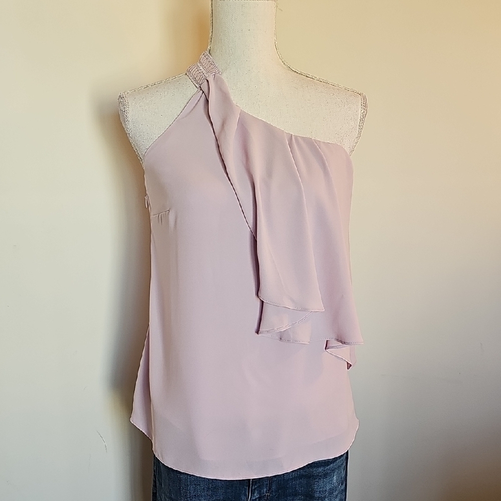 White House Black Market One-Shoulder Lavender Blouse
